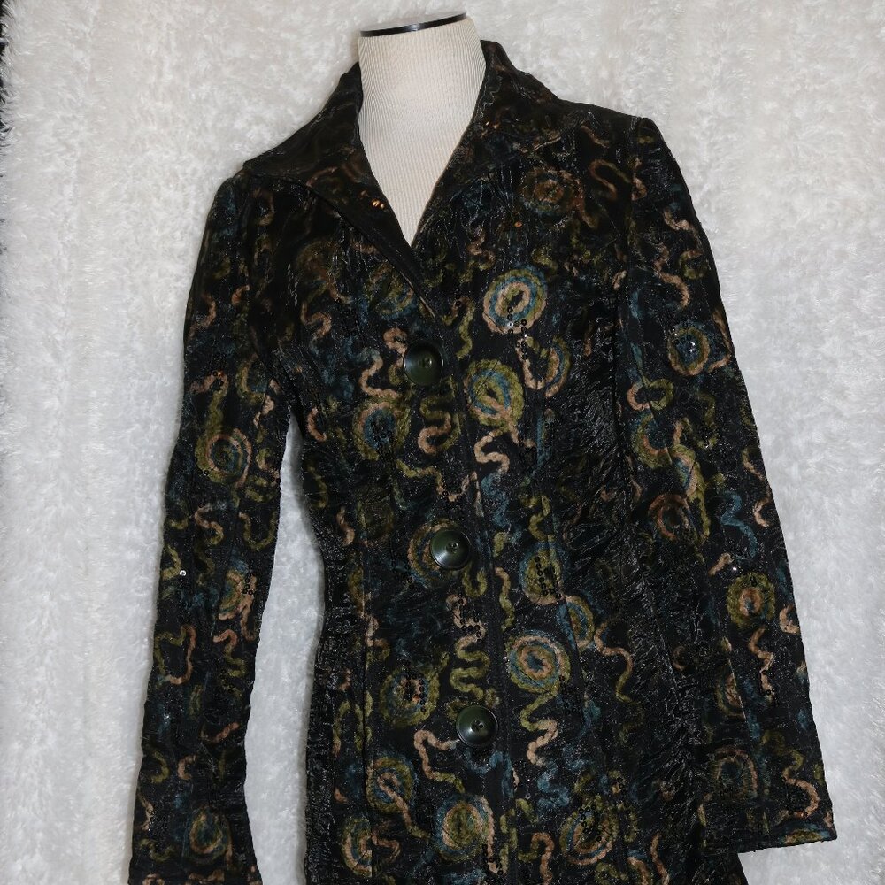 The Peck & Peck quilted sequined Trench Coat above knee small